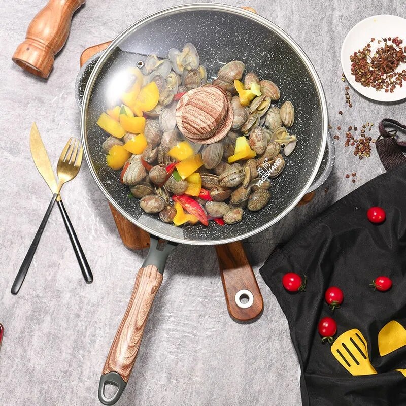 Small Wok Non-stick Pan Dish Pan Household Induction Cooker Gas Stove Suitable for Flat-bottomed Frying Pan Cookware Cooking Pot