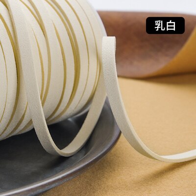 5MM 5yards Flat Faux Suede Braided Cord Leather Korean Velvet Leather Belt for Jewelry Making Diy Handmade Bracelet: cream