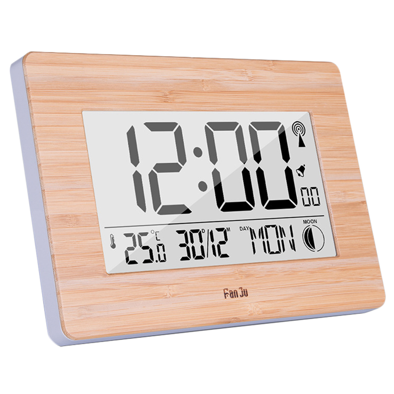 Horloge murale numérique Lcd grand grand nombre temps température calendrier alarme Table horloges de bureau moderne maison bureau décor: Default Title