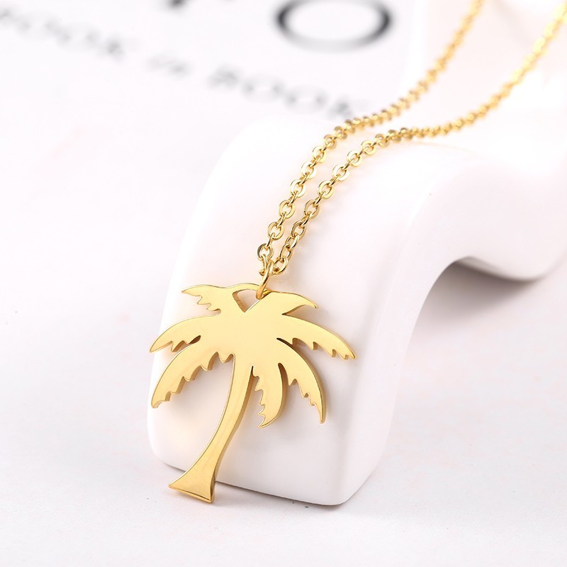 RIR Vrouwen Dainty Gouden Palm Boom Ketting Rvs Coconut Hanger Kettingen Minimalistische Plant Sieraden