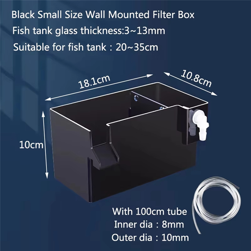 BSEVB-Black Fish Tank External Small Silent External Suspend Aquarium Drip Overflow Acrylic Filter Dry