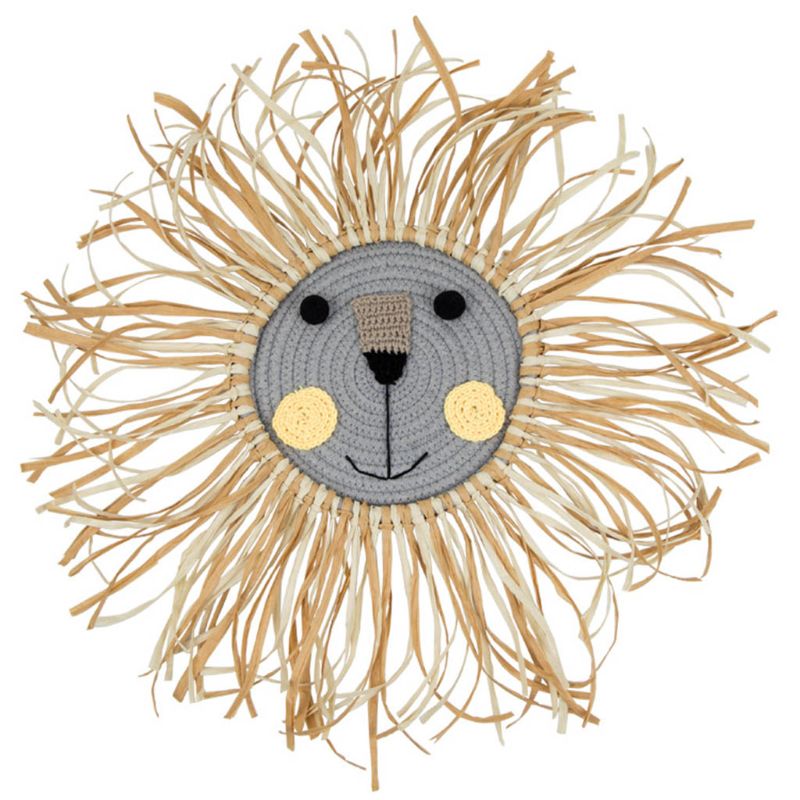 Tegneserie løve hængende dekorationer bomuldstråd vævning dyr hoved væg ornament: 3