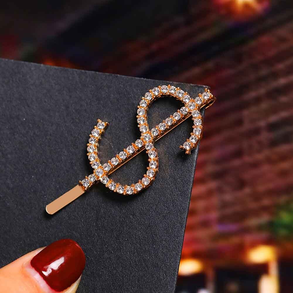 Engelska brev ord strass kristall hårklämma hårnål hårgrepp hårspännen nål flicka silver hårspänne prydnad hår: 11
