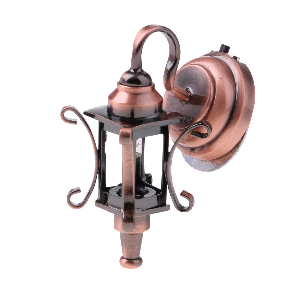 12th Dolls House Miniatue Copper Metal Lamp Outdoor Wall Light Lighting LED