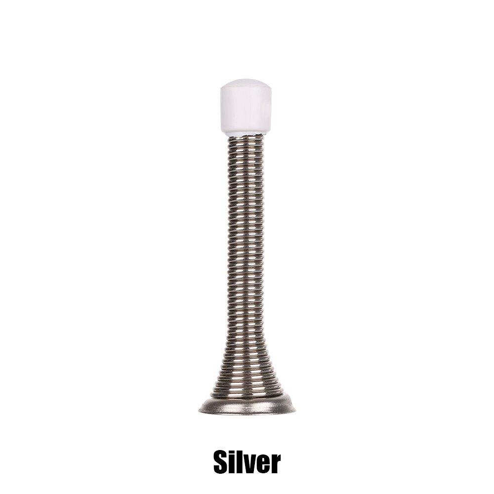 Brass Chrome Spring Door Stop Stops Stopper Buffer Protector Easy Mounted Metal Spring Door Hold Home Hardware: Silver