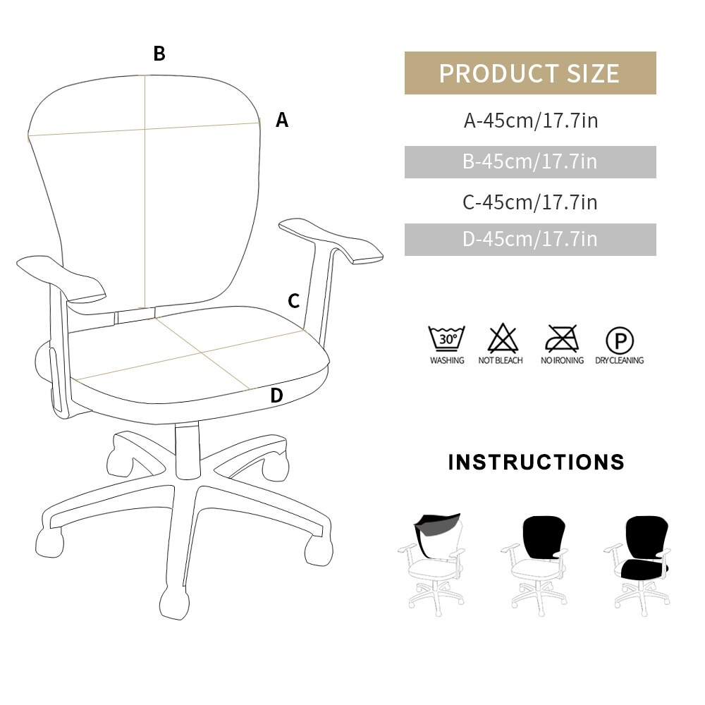 1pc universalstorlek kontor stretch spandex stolsöverdrag avtagbara överdrag skyddsstolar stolsöverdrag för kontorsstolar