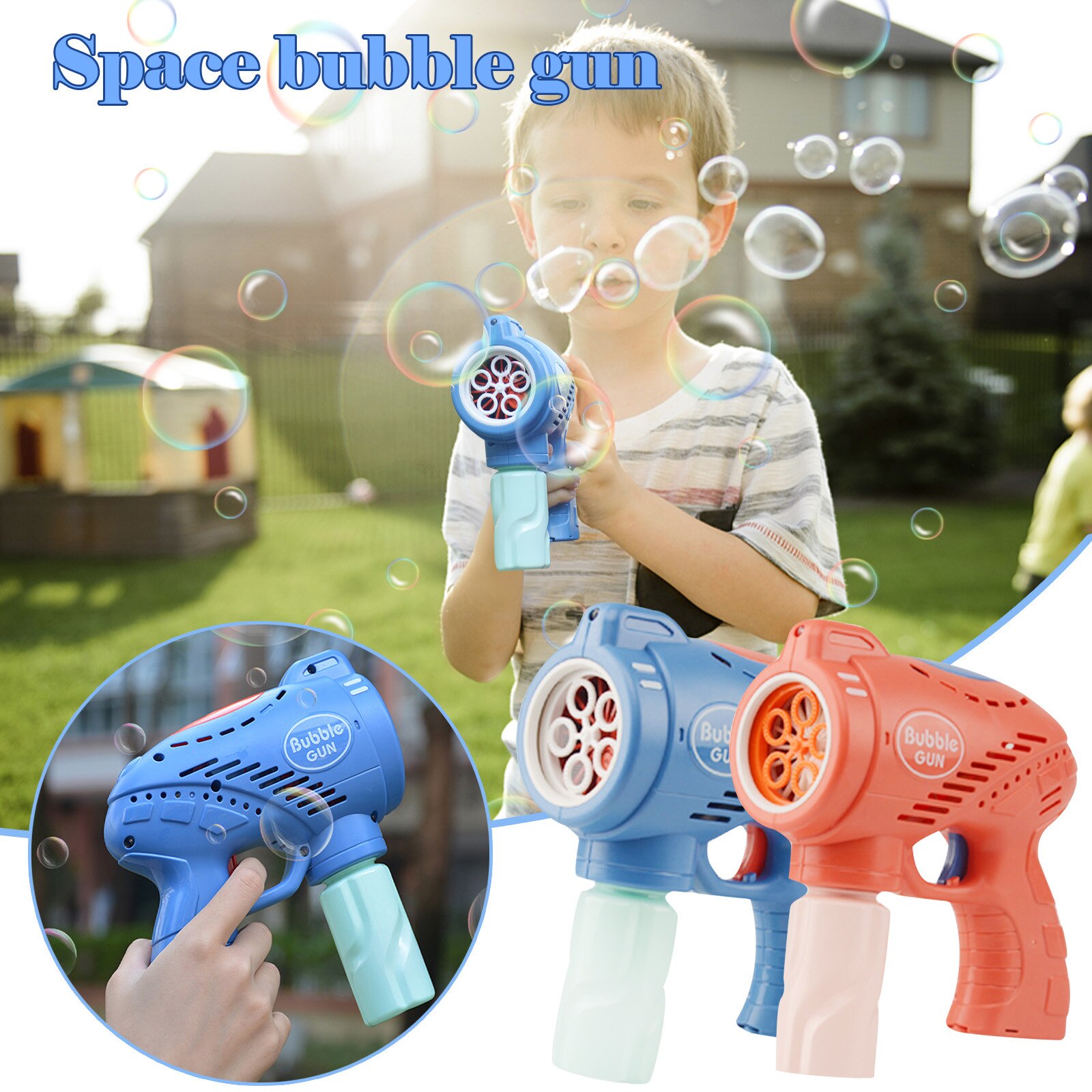 Nuovo lampeggiante illumina bambini spazio a cinque fori macchina per bolle magiche giocattoli da nuoto estivi forniture per matrimoni regalo di compleanno creatore di bolle