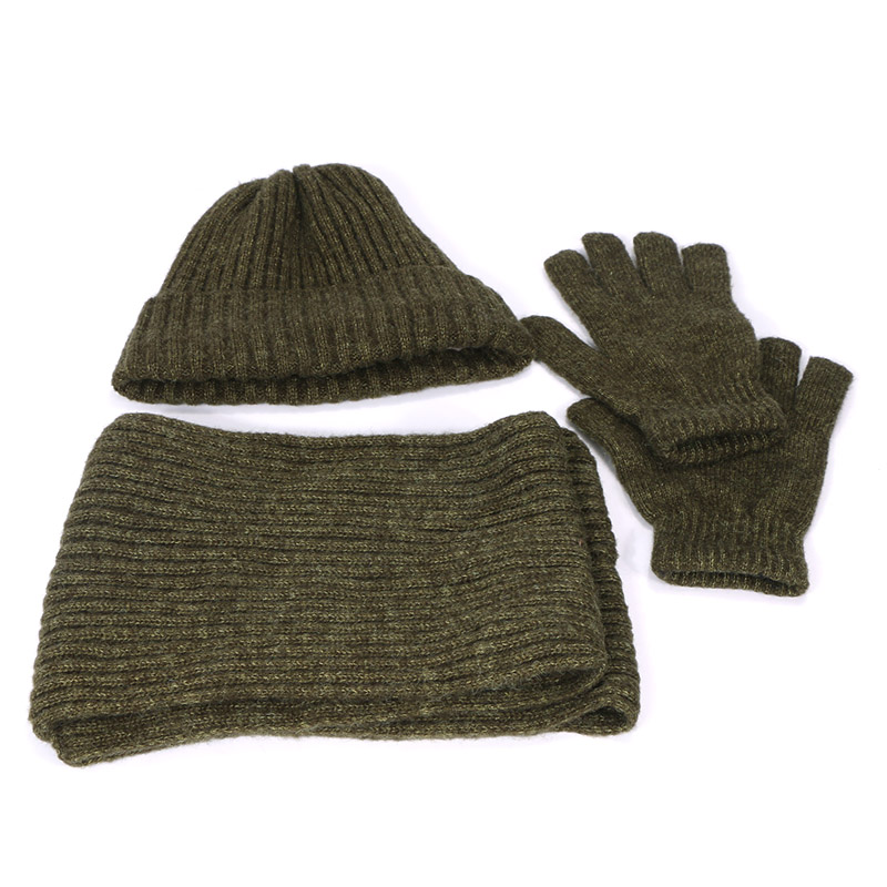 Set van 3 stuks skullies muts, sjaal en handschoenen voor mannen en vrouwen, winter, buiten, warme dikke mutsen, muts met voering, ring, sjaals, handschoenen met lange vingers, zachte hals, bivakmuts, muts, muts