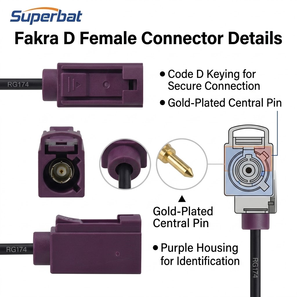 Superbat 2dbi 824-960Mhz 1710-1990Mhz GSM/UMTS/HSPA/CDMA Antena Fakra D Jack Conector RG174 3M Cabo