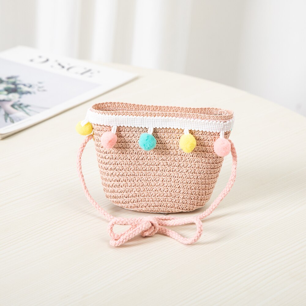 Handgemachte Sommer Kinder Mädchen Schulter Tasche Daisy Blume Stroh Umhängetasche Kinder Schlüssel Geldbörse Nette Prinzessin Mini Handtasche: Style 3