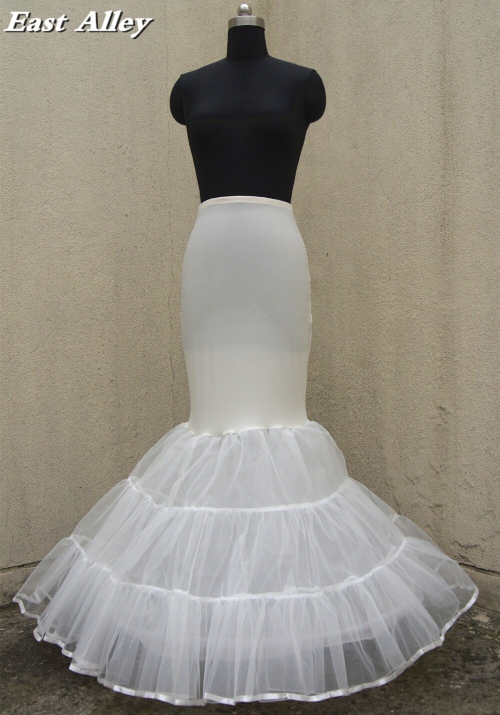 Plus size zeemeermin trompet trouwjurk petticoat crinoline onderrok volledige slip ivoor / wit / zwart