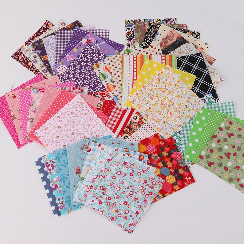 Tela de algodón con estampado de flores, accesorios de costura de retazos con forma cuadrada, Material para ropa hecha a mano, 10x10cm, 30 unidades por juego
