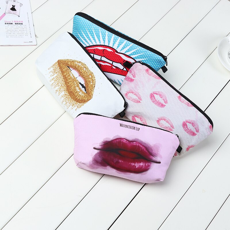 Cosmetic Bag Women Brand makeup bags Cute small bag headset bag small candy Cosmetic Bags 3D digital printing Big mouth