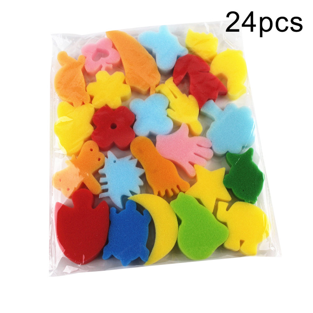 24Stck freundlicher Malerei Schwamm DIY Malerei Werkzeug Bunte Sortierte Schwamm freundlicher DIY Malerei Kunst Handwerk Bildung Spielzeug: Ursprünglich Titel