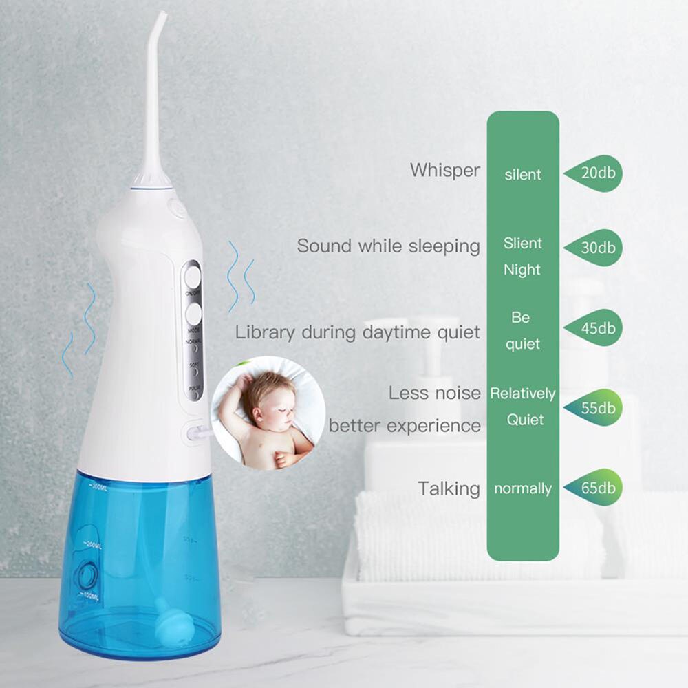 3 Modes Oral Irrigator Cordless Water Teeth Flosser USB Rechargeable 3 Nozzles Water Jet Floss Tooth Pick