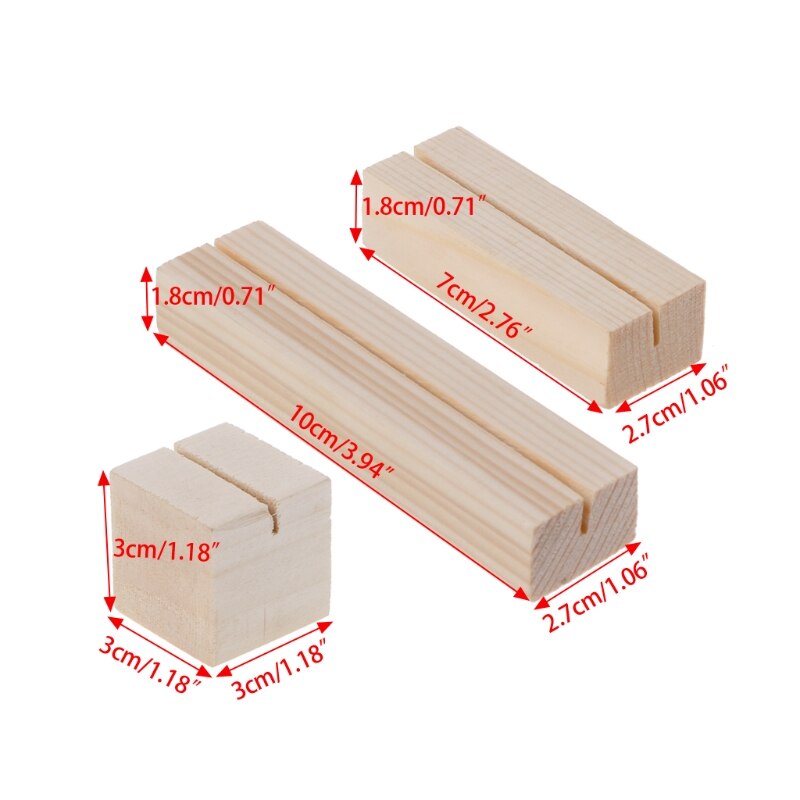 Pinzas de madera Natural para soporte de fotos, Soporte para tarjeta de escritorio, para mensajes, manualidades