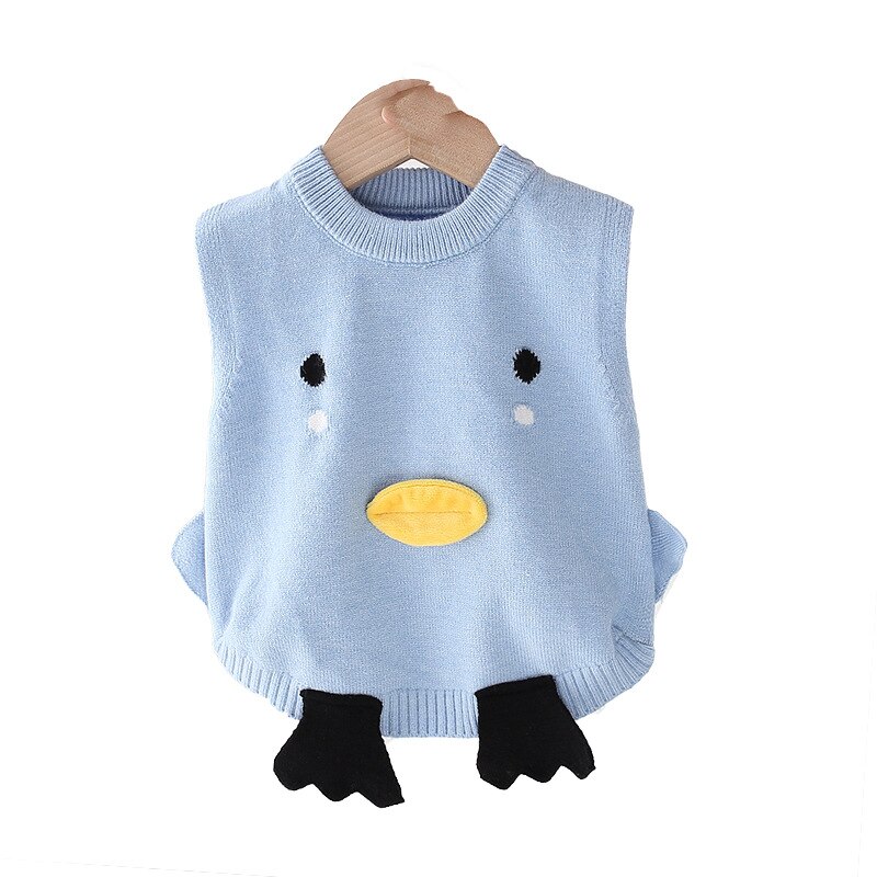 Unisex Baby Cartoon Duck Knitted Vest Kids Sweater Toddler Boy Girl Pullover Child Jacket Fall Clothes Tops