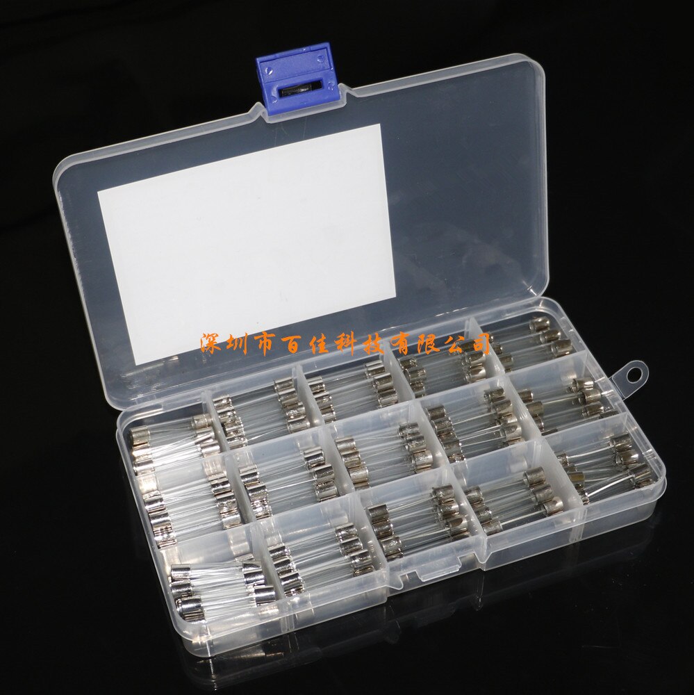 Boxed 6x30mm glass fuse 0.25A~30A fuse set 15 kinds specifications × 10Pcs =150Pcs
