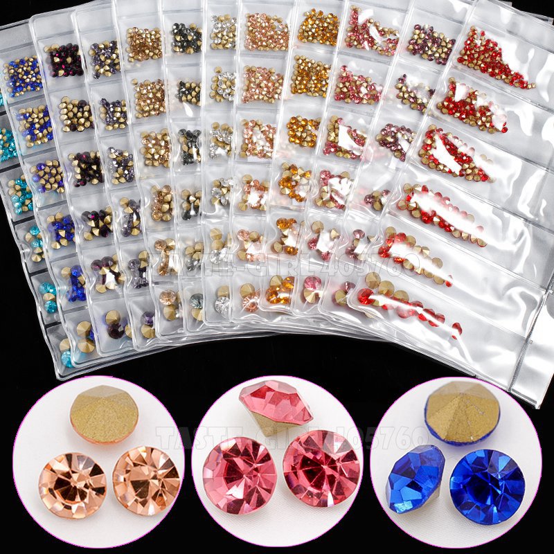 6 Gitter/Pack mischen 5 Größen Nagel funkeln V-Boden Scharf Diamant Edelsteine Arylic Nagel Kunst Strass Juwel dekorationen Manikübetreffend DIY GZ
