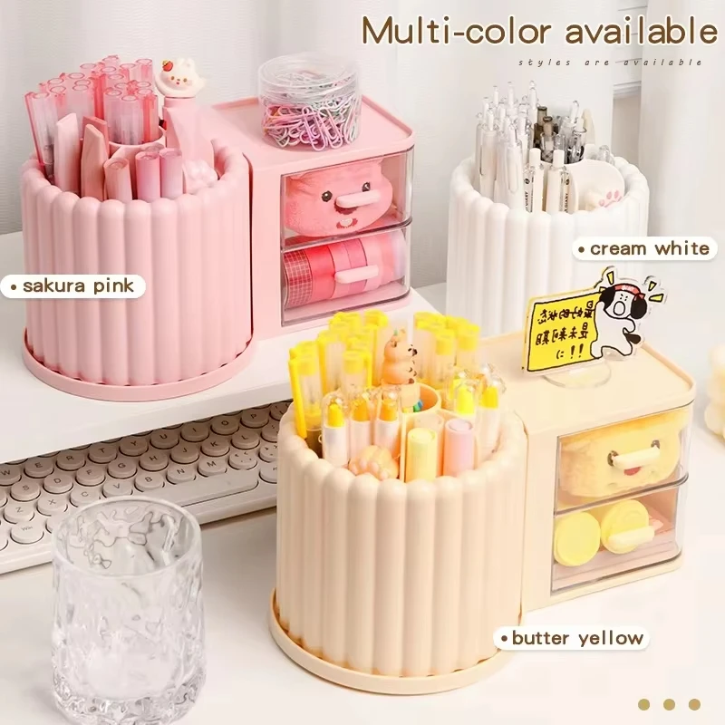 Stationery Organizer Desk Set Plastic File Drawer Cute Pencil Holder for School Supplies Office Durable Desk Tool