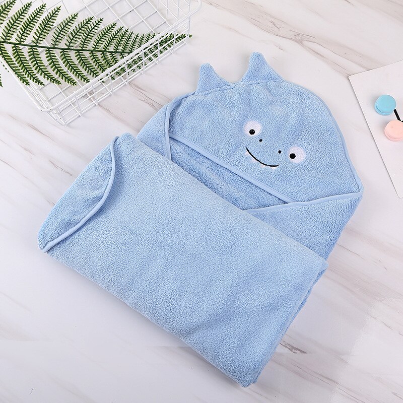 Baby Girl Blanket Coral Fleece Toddler Bath Towel Quick Drying Baby Boy Hooded Plush Blanket Swaddle Receiving Blanket: blue