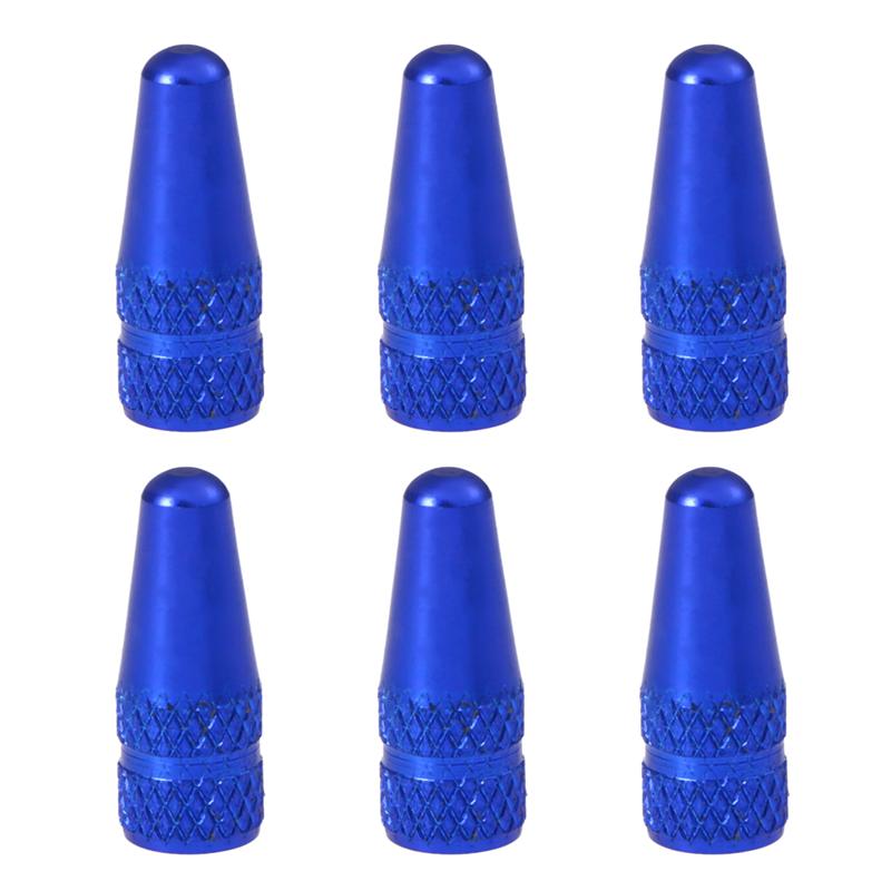 6Pcs Fiets Aluminium Franse Ventieldopjes Voor Mtb Racefiets Mountainbike Band Air Valve Caps Dust Covers: Blue 6pcs