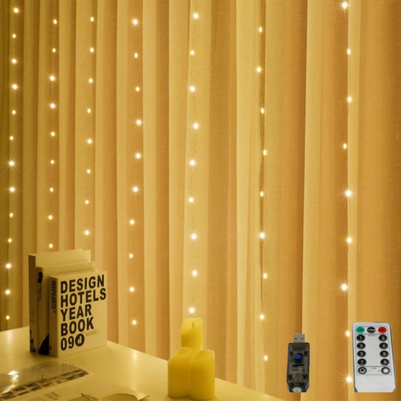 Cortina Led luces Garland cortina USB guirnaldas de luces Led Garland de Led en la ventana luces de Navidad cortina Led interior