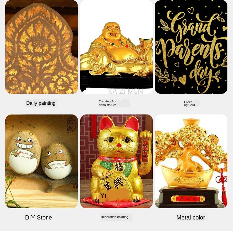 100ml Metallic Acrylic Paint Golden Paint, Waterproof and Non-fading, Suitable for Statue DIY Hand Clothes Graffiti Paint