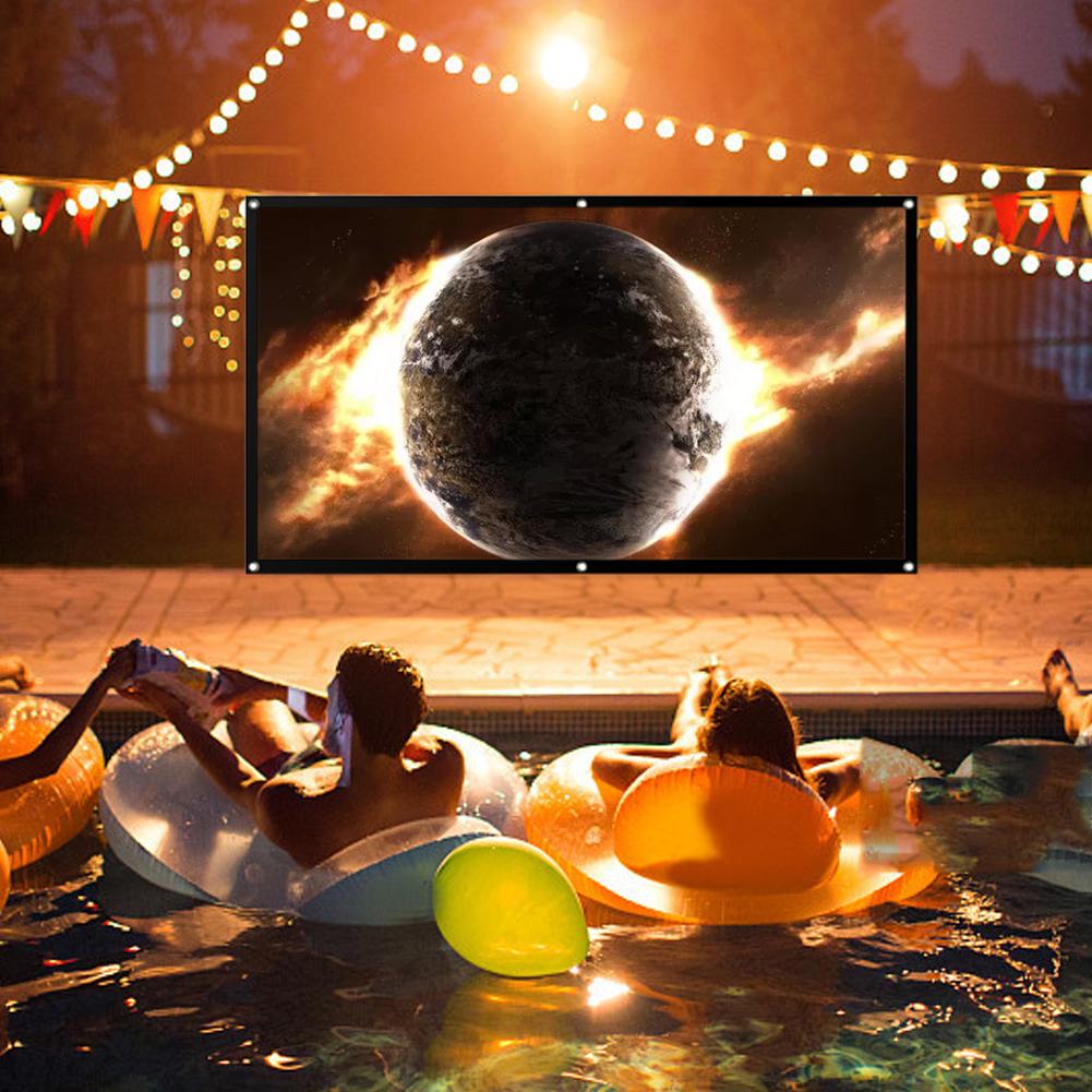 HD Projector Screen 4:3 60 72 84 92 100 120 Inch Hight-Density Reflective Fabric Anti-Light Folding Soft Screen Outdoor Office