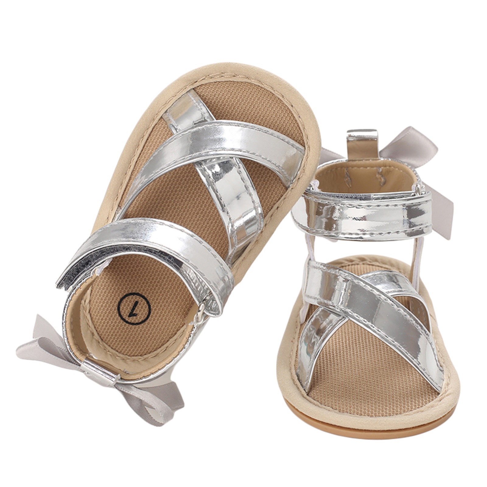 Sandalen für babys (mädchen), rutschfest, für zuhause, mit farbigem leder-Patchwork, Ideal für Strand, freizeit und partys, ab 0-18 monaten
