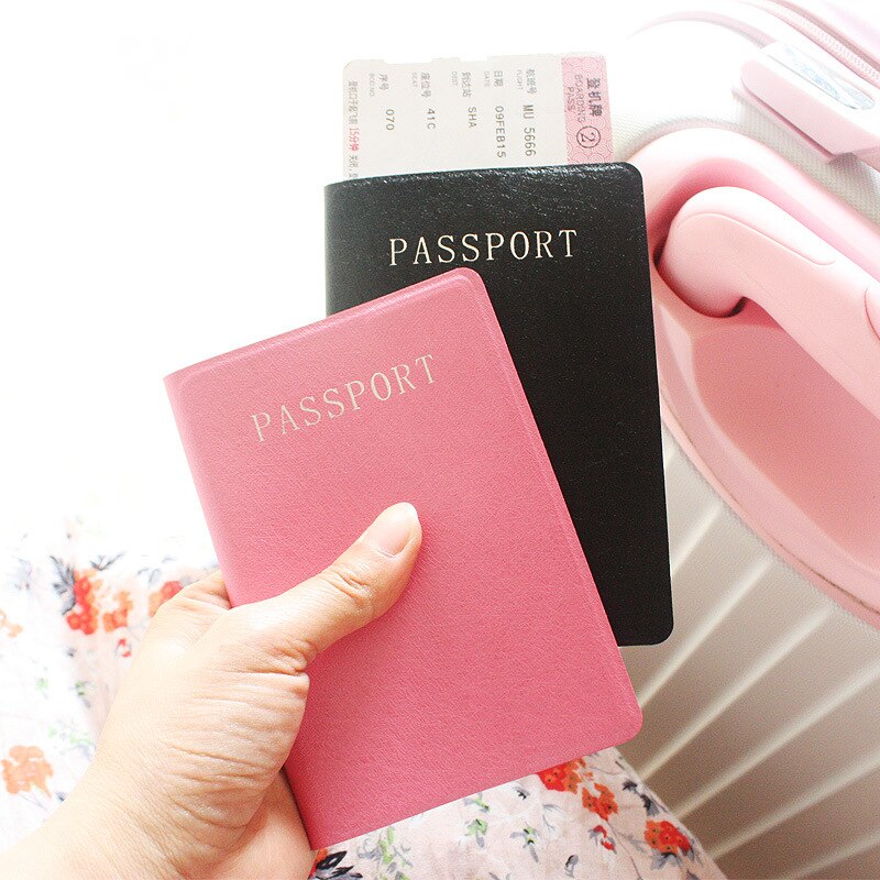 Leuke Roze Pu Lederen Paspoort Deksel Vrouwen Meisjes Passport Wallet Holder Reizen Business Paspoort Reizen Accessoires