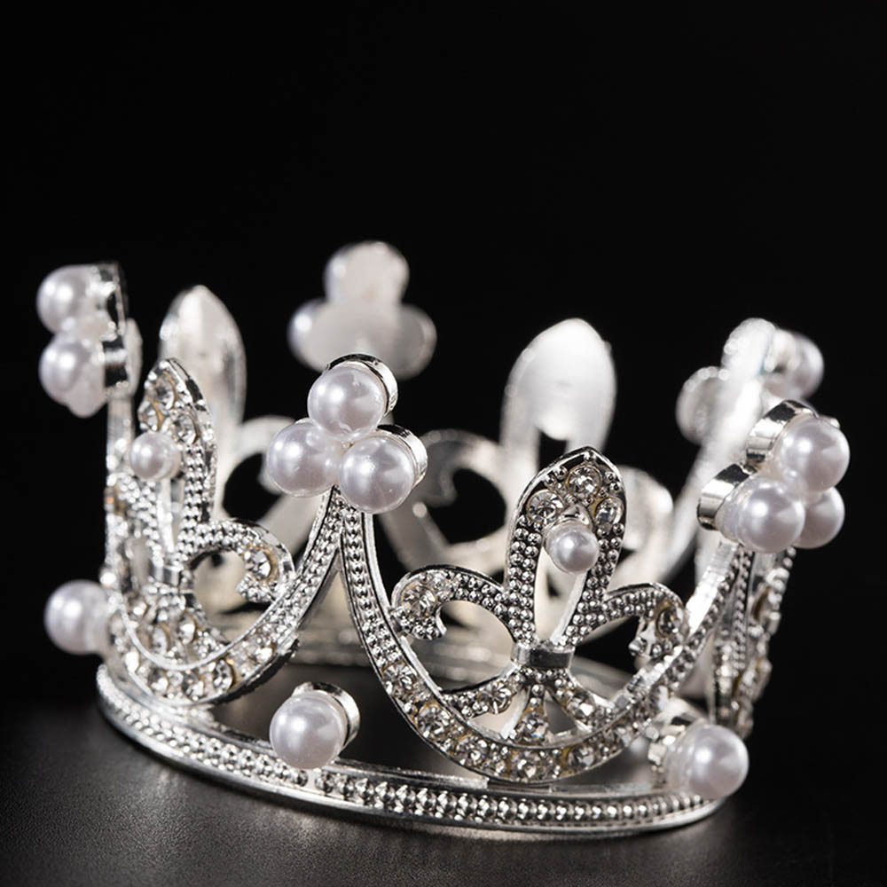 Delikat kongelig gylden sølv perlekronekage topper metal hul skinnende håndlavet kageindretning børn fødselsdagsfest bryllup forsyninger