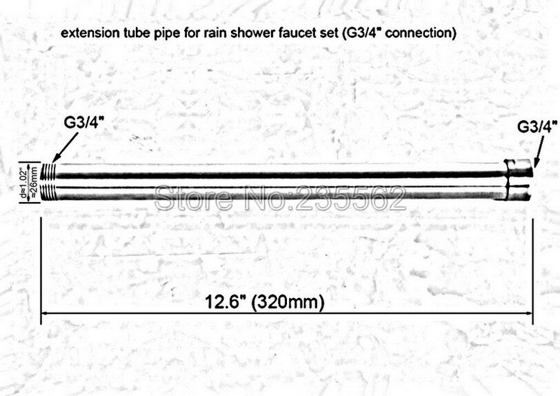 Gold Color Brass Extension Tube Pipe Rod For Rain Shower Faucet Set (G3/4") Lba703