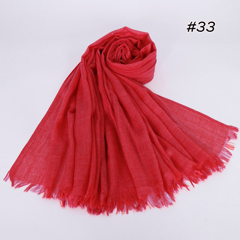 Premium Linen Cotton Hijab Scarf Women Muslim Hijab Large Size Plain Fringe Shawl Tassel Wraps Headband Long Scarves 190X100cm: Emerald Green