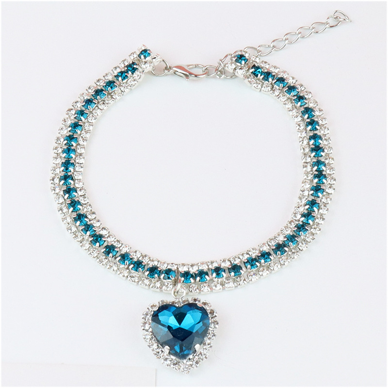 Bricolage mignon luxe collier pour animaux de compagnie chat chien collier amour pendentif fournitures pour animaux de compagnie amour cristal luxe collier chaton collier chat collier: XL / Violet