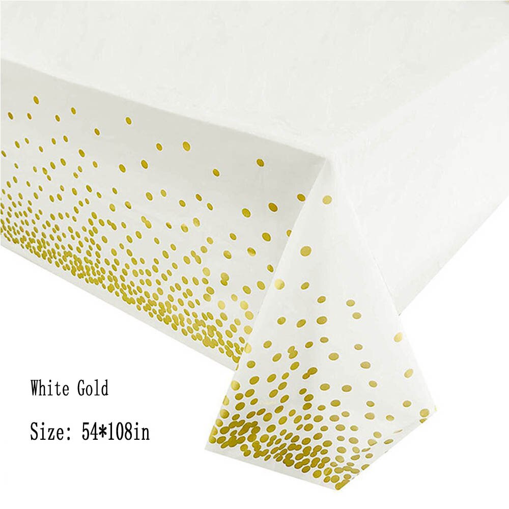 Gelukkige Verjaardag Feestartikelen 54X108 In Roze Stip Confetti Tafelkleed Wegwerp Tafel Cover Bruiloft Decoratie: White Gold