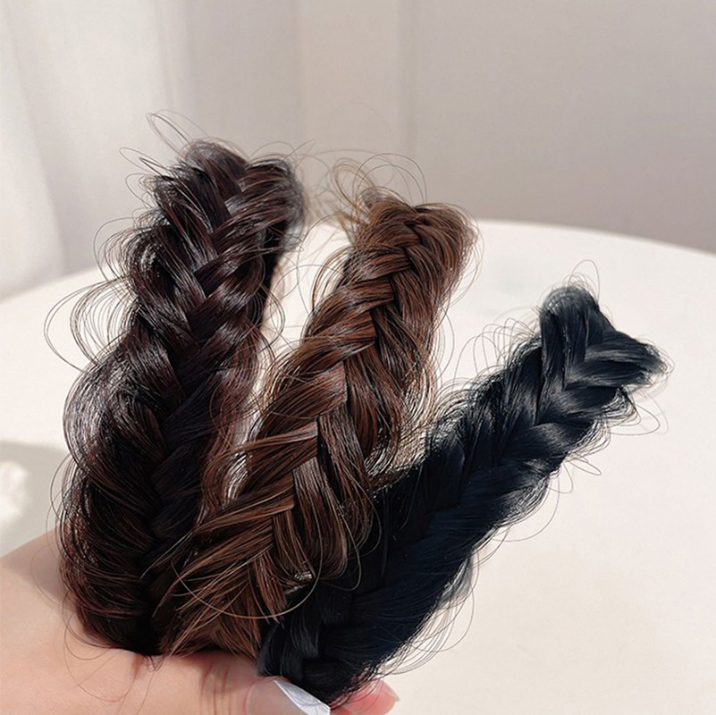 Peluca sintética para mujer, bandas para el cabello trenzadas torcidas, trenzas de , accesorios para el cabello, diadema natural bohemia elástica para