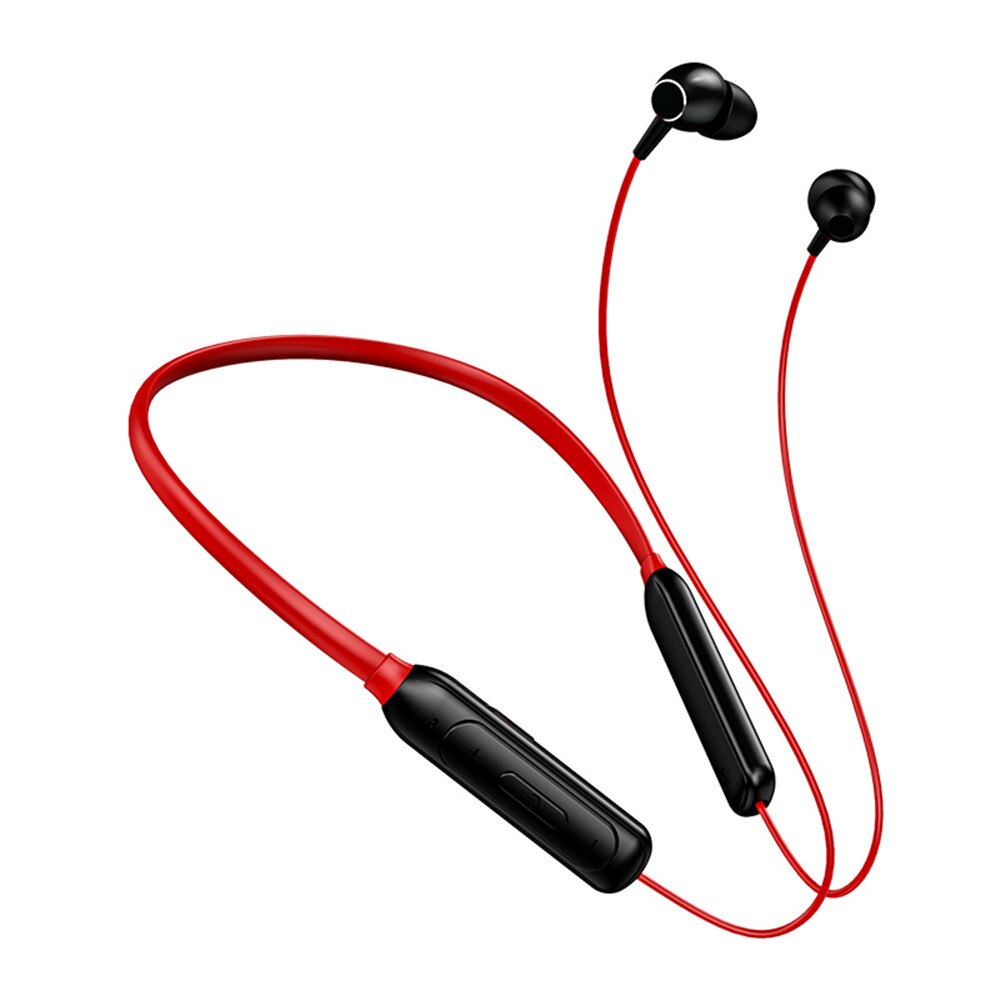 Magnetic Attraction Bluetooth Stereo Bass Earphone Handsfree Car Kit Support TF card Playing Wireless Music Receiver with MIC: Red