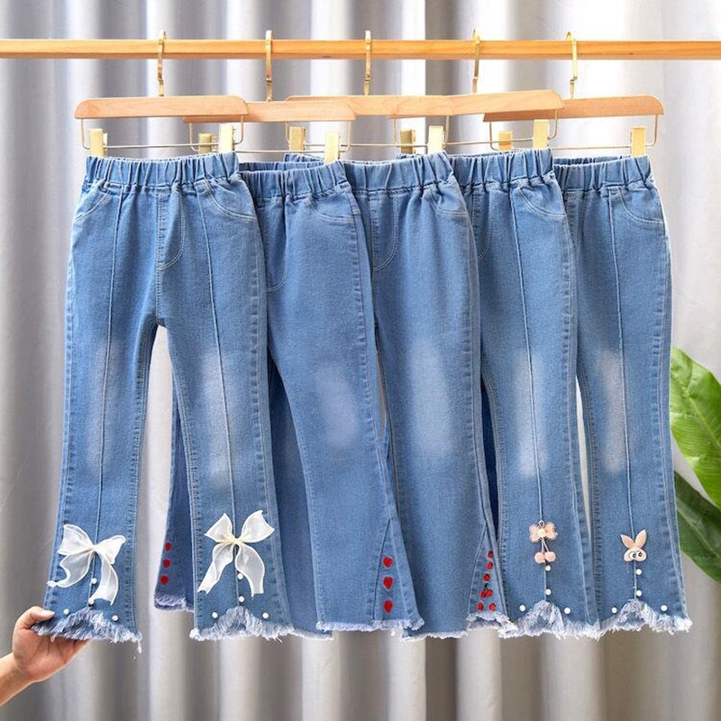 Jeans longs évasés pour enfants, pantalons de cow-boy pour filles, pantalons pour enfants de 4 à 10 ans, printemps, automne, , 2024