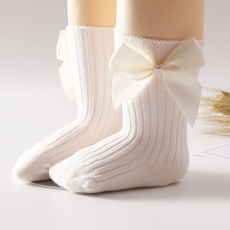 Big Bows Baby Meisje Sokken Zachte Warme Kids Kousen Effen Kleur Baby Peuter Prinses Hoge Sokken Herfst Winter Baby Accessoires