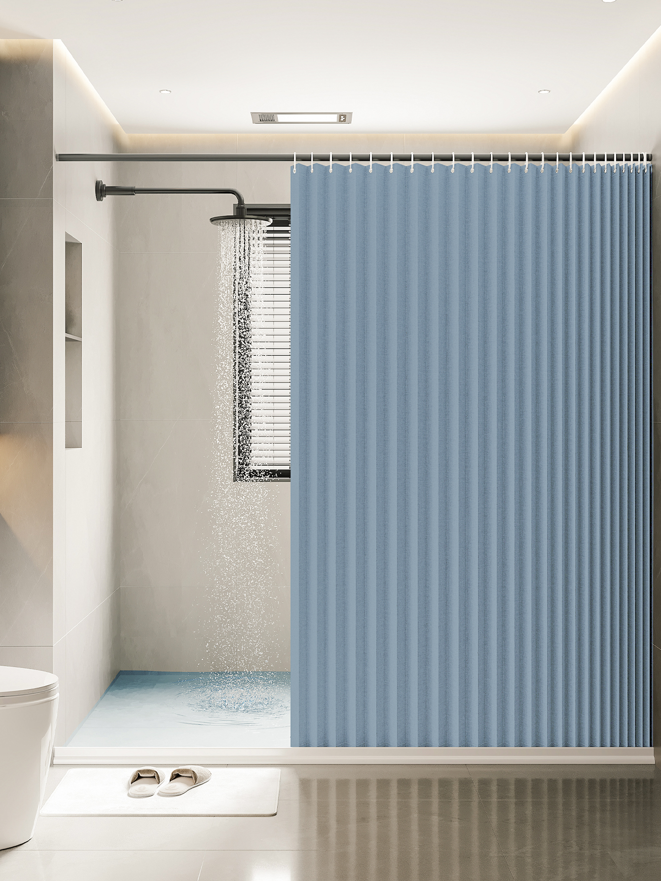 1PC folding curtain series shower curtains are suitable for bathrooms and bathrooms: 180*180cm / SKY BLUE