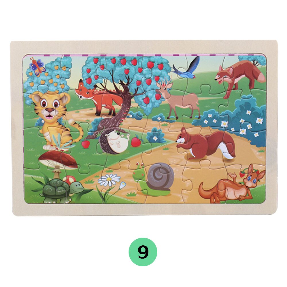 24Pieces Puzzles Wooden Jigsaw Puzzle for Kids Animals Cartoon Educational Toys for Children Christmas Wood Toy Games: 9