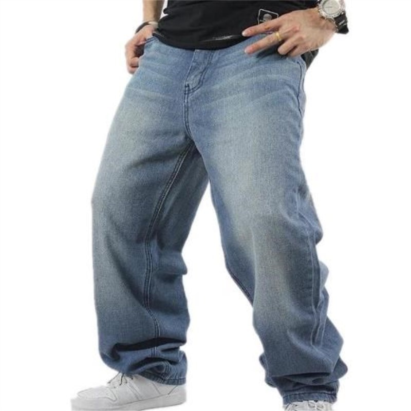 Shierxi mand løse jeans hiphop skateboard jeans baggy bukser denim bukser hip hop mænd ad rap jeans 4 årstider stor størrelse 30-46