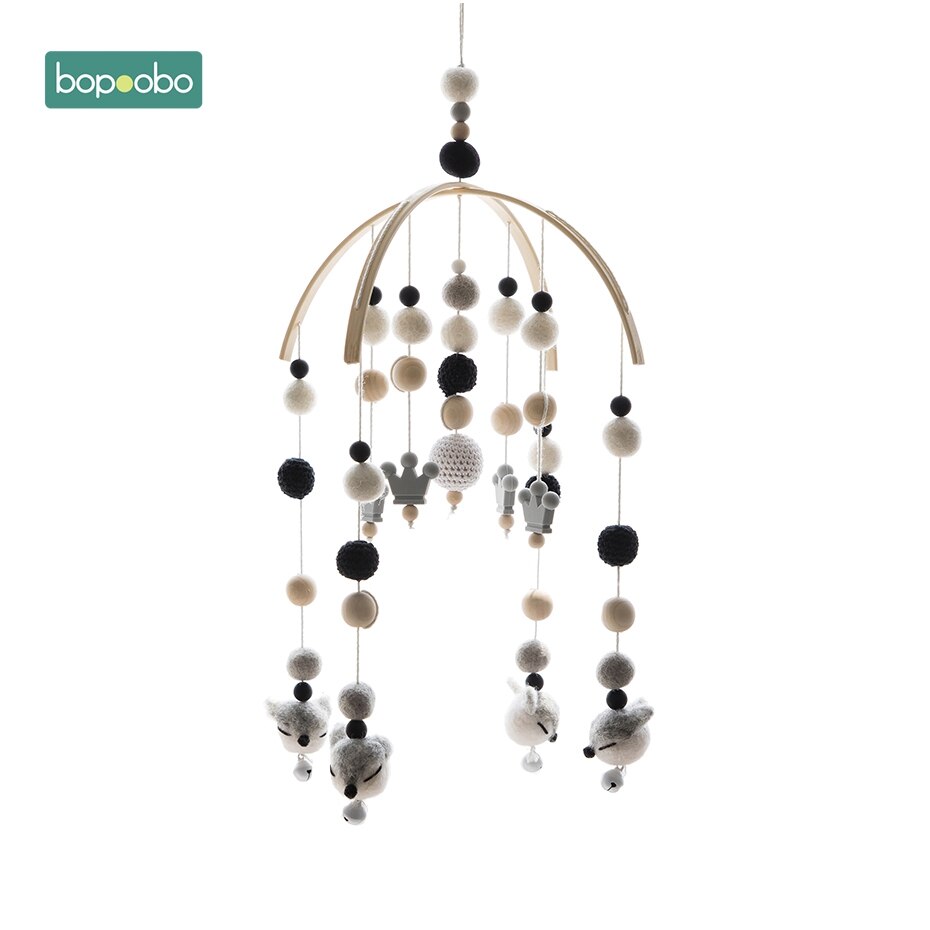 Bopoobo Baby Mobiele Opknoping Rammelaars Speelgoed Wind-Up Music Box Hanger Diy Opknoping Babybedje Mobiele Bed Bel Speelgoed houder Arm Beugel: Gray Crown