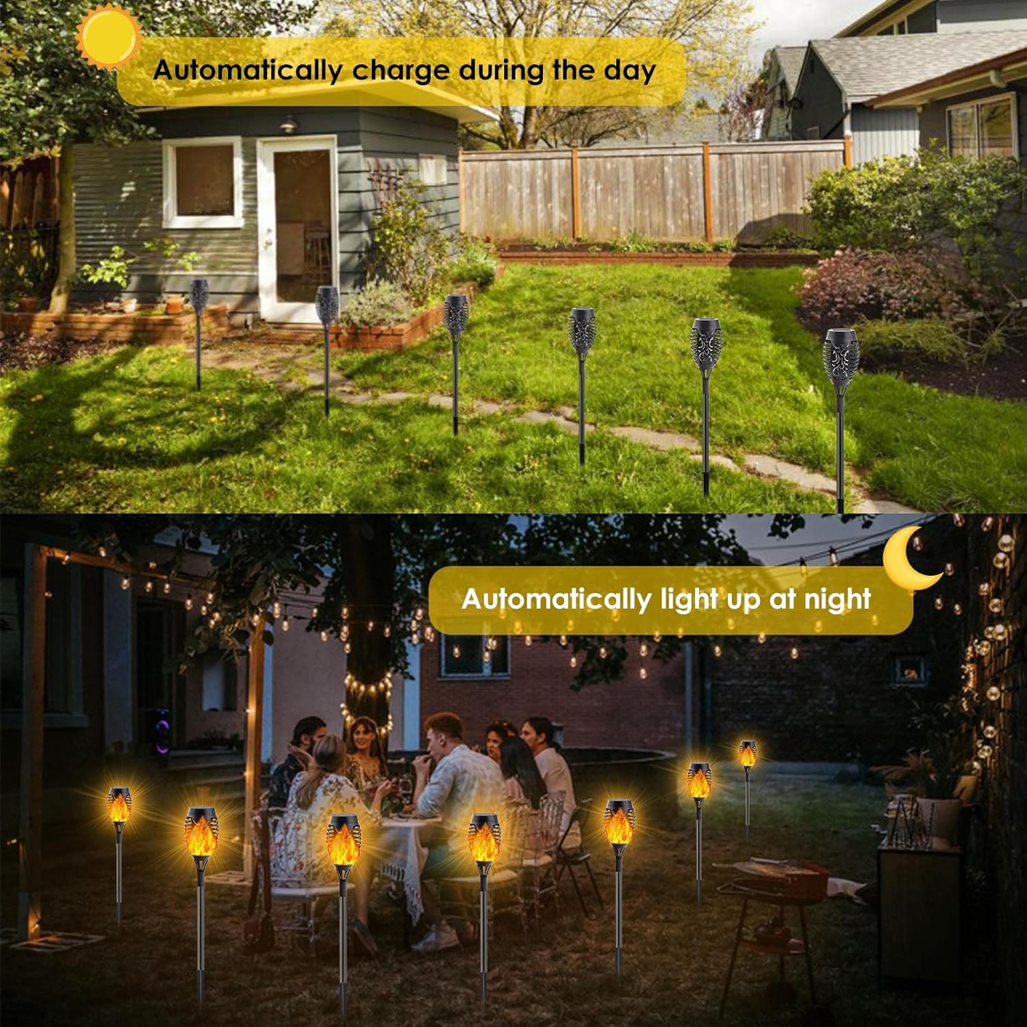 12Pcs Solar Flame Torch Lights Optional Flickering Light Waterproof Garden Decoration Outdoor Lawn Path Yard Lamps