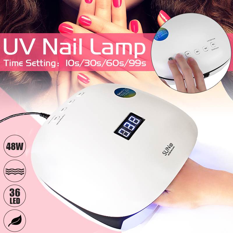 Sun 4s uv led nageltorklampa 48w 36 pärllampa uv-lampa för gelbearbetning lack med smart sensor lcd manikyr lamputrustning