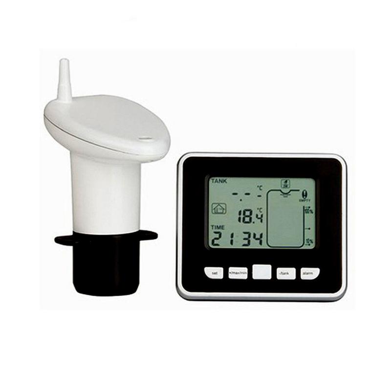 Ultrasonic Water Tank Liquid Depth Level Meter Sensor with Temperature Display Time Alarm Transmitter Screws Measuring Tools