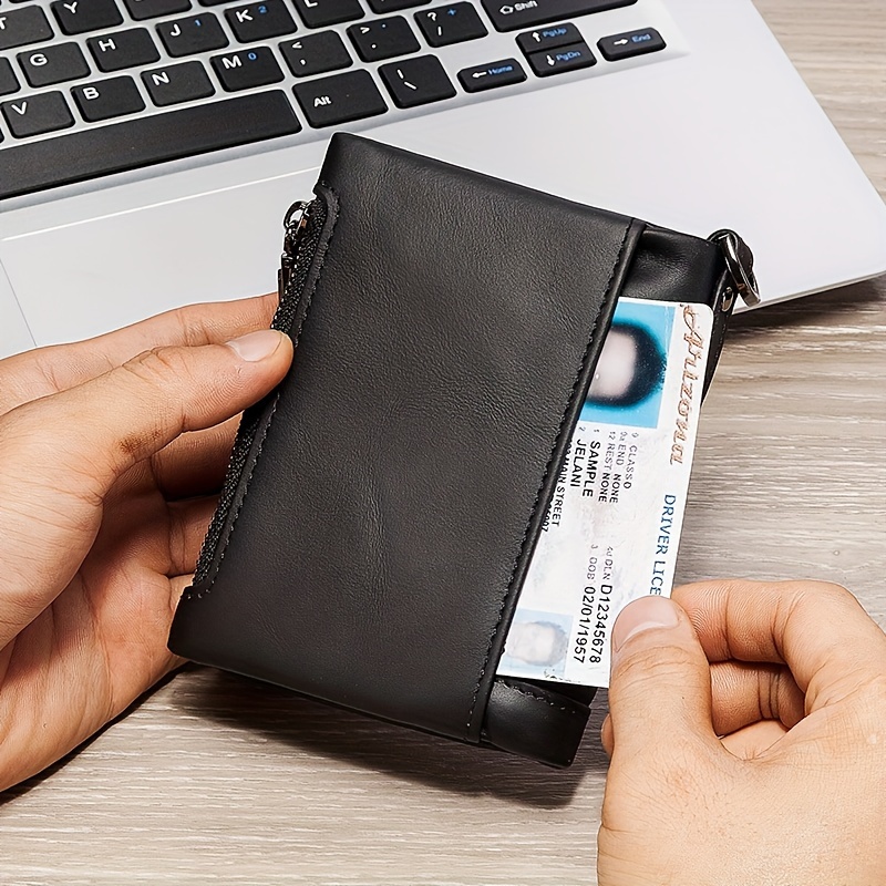 1PCS Men's RFID Wallet Anti-Theft Full Grain Leather Passport Holder Outdoor Commute Card Organizer Durable