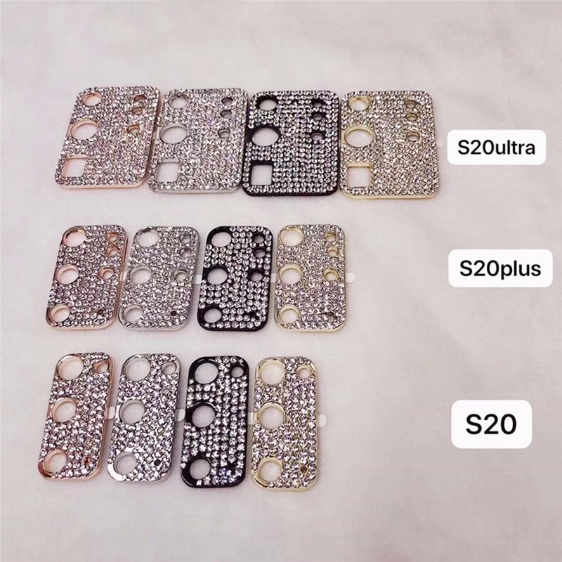 For Samsung S20 Ultra S20 Plus Telefon Lens Protective Cover 3D Rhinestone Glitter Camera Lens Film Protector Case Obudowa Etui