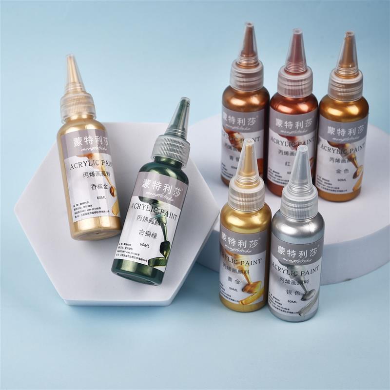 Neue 60ml Acryl Farbe Metallic Gold Silber Kupfer Für Epoxy Harz Schmuck Machen Gips Puppe Handmade DIY Farbpigment